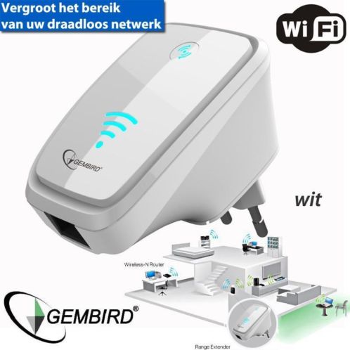 WiFi Repeater 300Mbps met WPS Gembird Wifi Versterker Wit 