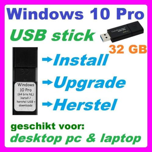 Windows 10 Pro herstel recovery install usb stick 3.0 32gb