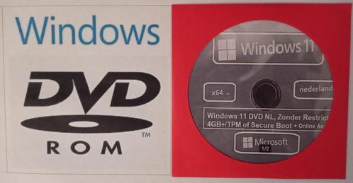 Windows 11 DVD, Zonder Restricties.CPU4GBTPMSecure Boot