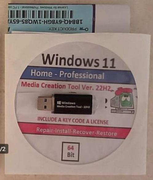 Windows 11 Home, Windows 11 Pro, Opstart USBRetail Licentie