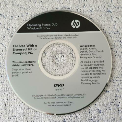 Windows 8 PRO installatie DVD (OEM HP)