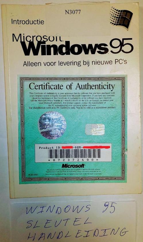 Windows 95 handleiding en activatiecode