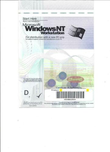 Windows NT4.0 Workstation engels Originele cdroms en CoA