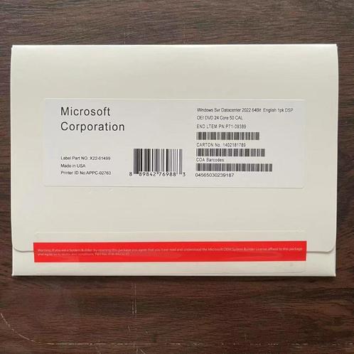 Windows server 2022 Datacenter 16Core DVD- Inclusief Factuur