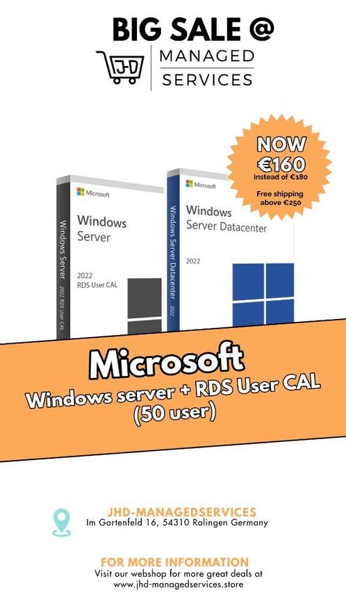 Windows server 2022  RDS User CAL (50geb) inclusief factuur