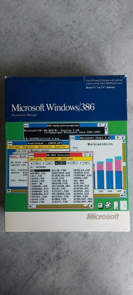 Windows versie 2.1 voor 386 op 5,25 en 3,5 diskettes