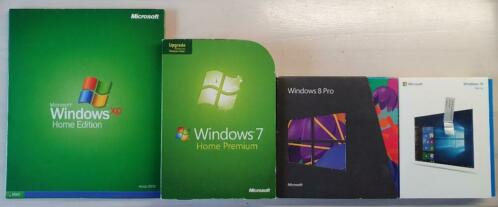 windows xp home, 7 home edition, 8 pro, 10 home