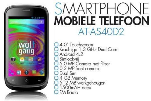 Wolfgang AT-AS40D2 4Inch Smartphone (nieuw)