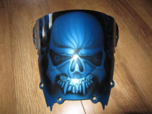 Yamaha R6 ruit met paintbrush skull blauw