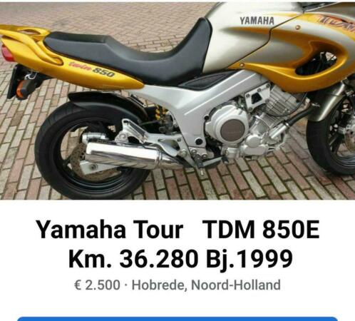 Yamaha Tour TDM 850E  Km.36.280  Bj 1999 kleur geelmetallic