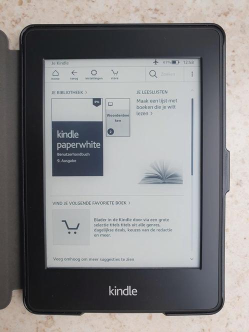 Zeer mooie Amazon Kindle Paperwhite met nieuwe sleepcover