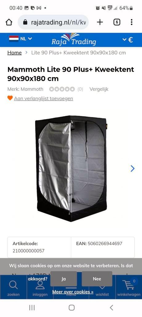 Zeer nette mammoth lite 90 kweek tent