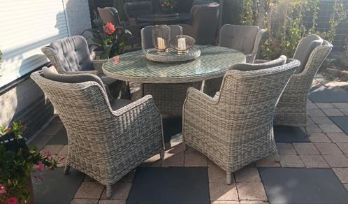 Zgan 6 persoons XXL wicker ronde tuinset luxe diningset