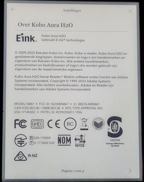 Zgan KOBO AURA H2O e-reader inclusief lederen hoes