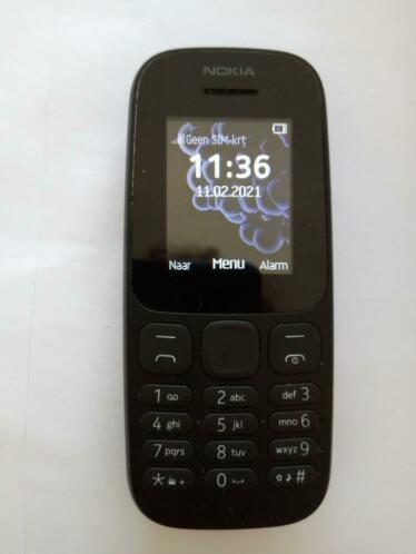 Zgan simlockvrije zwarte Nokia 105, enkel SIM compleet