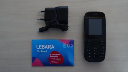 Z.G.A.N. Zwarte Nokia 105 NEO  nieuwe oplader en SIM kaart