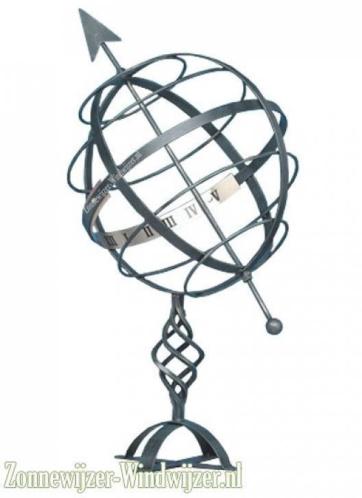 Zonnewijzer rond groen metaal  38 cm