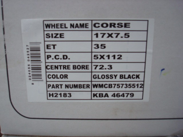 17'' Inch Momo Corse Black 5x112 7,5J ET35 Naaf 72,3